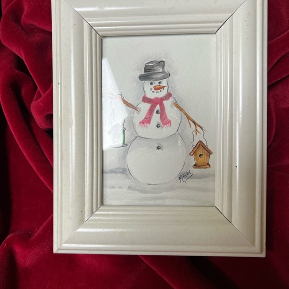 Original Watercolor by Mary Ann Dougherty, Snowman. - Picture 2 of 8